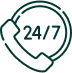 24/7 customer support icon with headset and 24/7 text