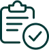 Clipboard with checkmark icon representing travel officially registered