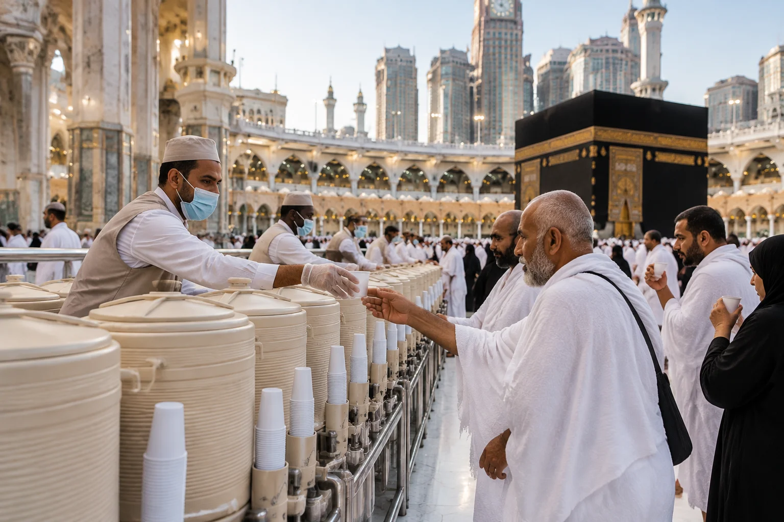 Zamzam water distribution system serving pilgrims in Makkah